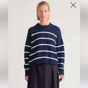 Quince 100% Organic Cotton Striped Crew Sweater, Small